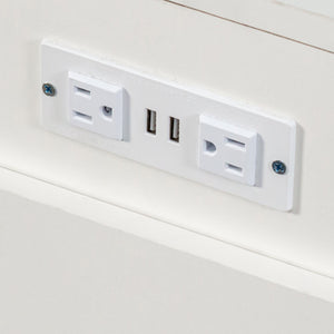 English Elm Modern Extendable Dining Table with Built-In Outlet, USB Ports & Storage, Space-Saving Console to 118" White W331S00193