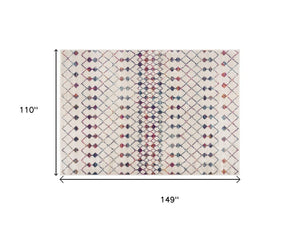 9 X 12 Abstract Cream Blue Polypropylene Area Rug Stain Resistant Modern Living