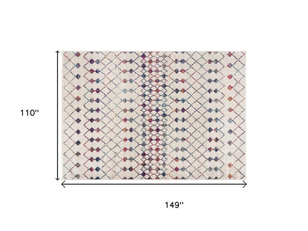 9 X 12 Abstract Cream Blue Polypropylene Area Rug Stain Resistant Modern Living