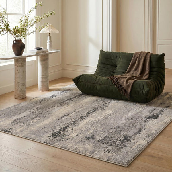5x8 Abstract Gray Beige Polypropylene Area Rug Stain Resistant Modern Living Room
