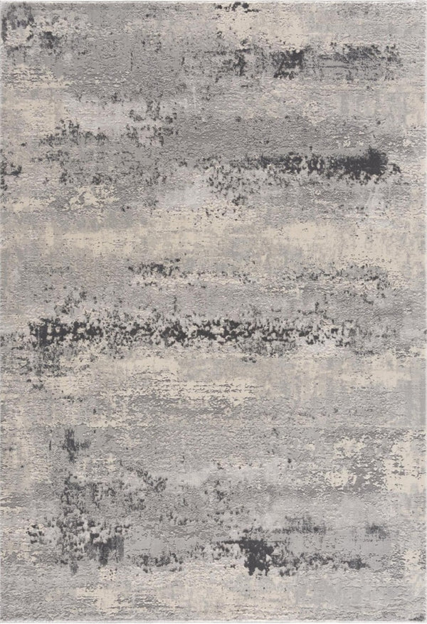 HomeRoots 5x8 Abstract Gray Beige Polypropylene Area Rug Stain Resistant Modern Living Room 734902