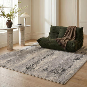 8 X 11 Abstract Gray Beige Polypropylene Area Rug Stain Resistant Modern Living Room