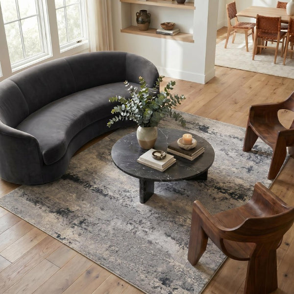 8 X 11 Abstract Gray Beige Polypropylene Area Rug Stain Resistant Modern Living Room