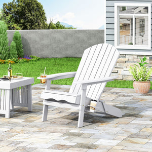 English Elm Christopher Knight Home® - BELLWOOD Adirondack Chair with Folding Design, Rustic Outdoor Wood Seat, Built-In Cup Holder Comfort White 37.75 L x 26.75 W x 8.5 H 68940.00WHI