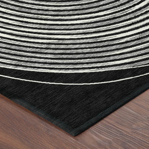5x8 Black Ivory Geometric Polyester Area Rug Washable Stain Resistant Indoor Outdoor