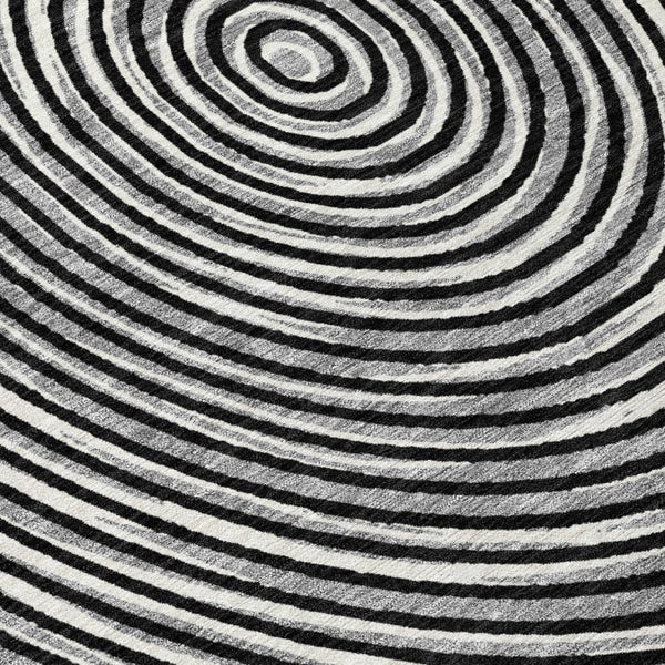 5x8 Black Ivory Geometric Polyester Area Rug Washable Stain Resistant Indoor Outdoor