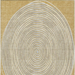 5 X 8 Gold Ivory Geometric Polyester Area Rug Washable for Patio or Living Room