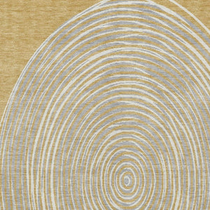 8x10 Gold Ivory Geometric Polyester Area Rug Washable Stain Resistant Indoor Outdoor