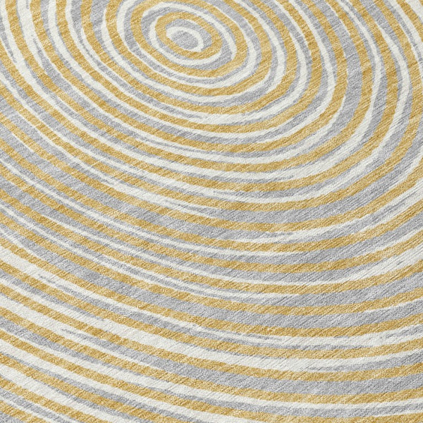 8x10 Gold Ivory Geometric Polyester Area Rug Washable Stain Resistant Indoor Outdoor