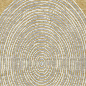 9x12 Gold Ivory Geometric Polyester Area Rug Stain Resistant for Patio or Living Room