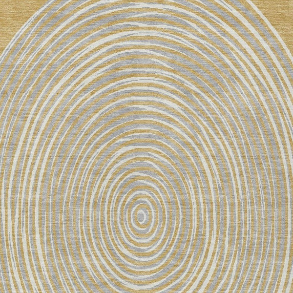 9x12 Gold Ivory Geometric Polyester Area Rug Stain Resistant for Patio or Living Room