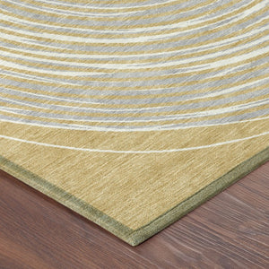 9x12 Gold Ivory Geometric Polyester Area Rug Stain Resistant for Patio or Living Room