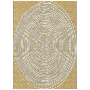 HomeRoots 10 X 14 Gold Ivory Geometric Polyester Area Rug Washable Stain Resistant Patio 734964
