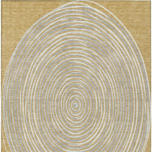 10 X 14 Gold Ivory Geometric Polyester Area Rug Washable Stain Resistant Patio