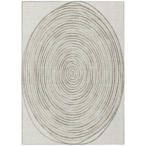HomeRoots 5 X 8 Ivory Beige Geometric Polyester Area Rug Washable for Indoor Outdoor Use 734972