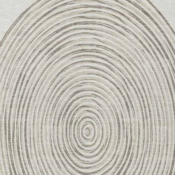 5 X 8 Ivory Beige Geometric Polyester Area Rug Washable for Indoor Outdoor Use