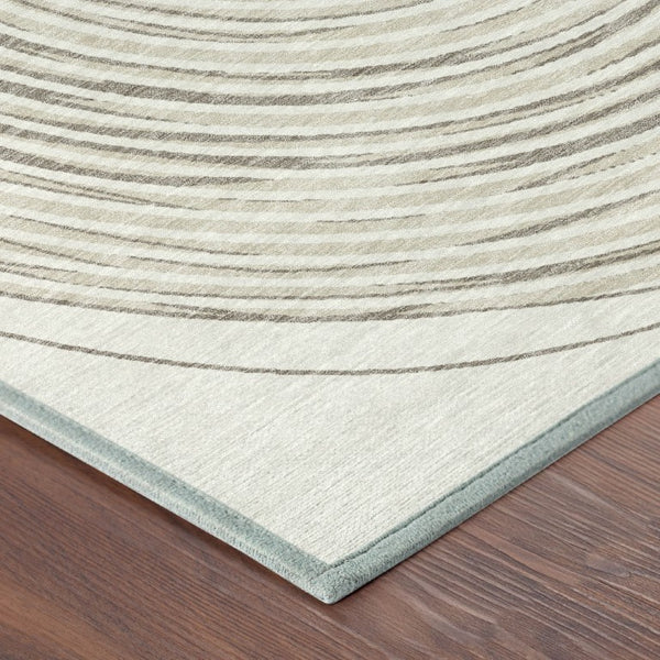 5 X 8 Ivory Beige Geometric Polyester Area Rug Washable for Indoor Outdoor Use