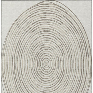 10 X 14 Geometric Ivory Beige Polyester Washable Rug for Patio Porch or Living Room