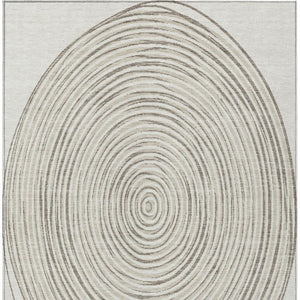 10 X 14 Geometric Ivory Beige Polyester Washable Rug for Patio Porch or Living Room