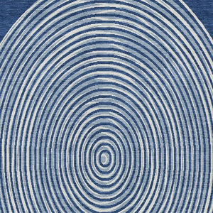 8 X 10 Navy Ivory Geometric Polyester Area Rug Washable for Patio and Living Room