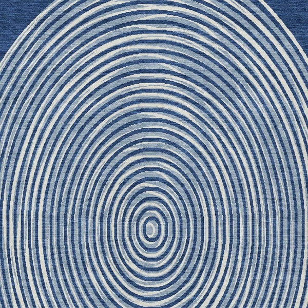 8 X 10 Navy Ivory Geometric Polyester Area Rug Washable for Patio and Living Room