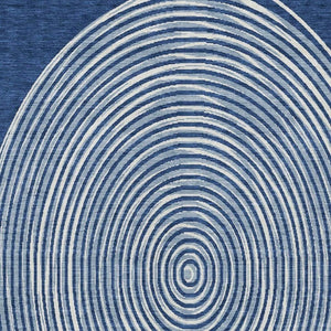 8 X 10 Navy Ivory Geometric Polyester Area Rug Washable for Patio and Living Room