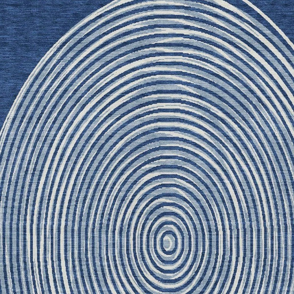 8 X 10 Navy Ivory Geometric Polyester Area Rug Washable for Patio and Living Room