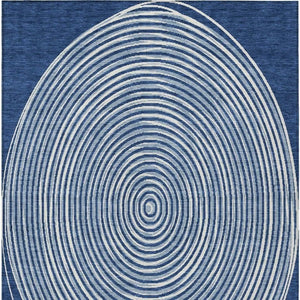 9 X 12 Navy Ivory Geometric Polyester Area Rug Stain Resistant for Patio or Living Room
