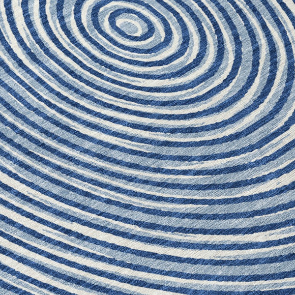 9 X 12 Navy Ivory Geometric Polyester Area Rug Stain Resistant for Patio or Living Room