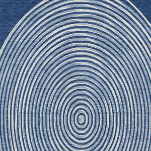 10 X 14 Navy Ivory Geometric Polyester Area Rug Washable for Patio or Living Room
