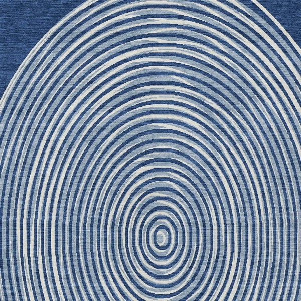 10 X 14 Navy Ivory Geometric Polyester Area Rug Washable for Patio or Living Room