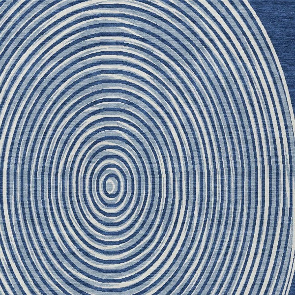 10 X 14 Navy Ivory Geometric Polyester Area Rug Washable for Patio or Living Room