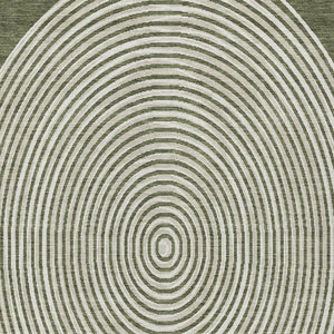 10 Ft X 14 Ft Geometric Polyester Area Rug Washable Indoor Outdoor Olive Ivory