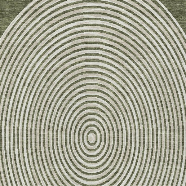 10 Ft X 14 Ft Geometric Polyester Area Rug Washable Indoor Outdoor Olive Ivory