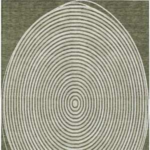 10 Ft X 14 Ft Geometric Polyester Area Rug Washable Indoor Outdoor Olive Ivory