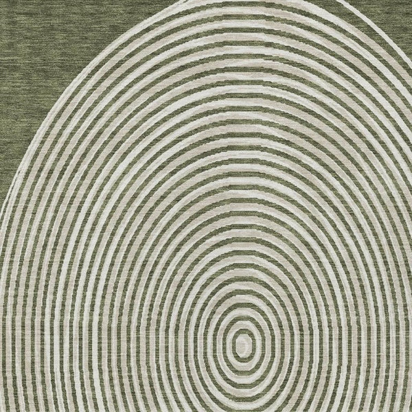 10 Ft X 14 Ft Geometric Polyester Area Rug Washable Indoor Outdoor Olive Ivory