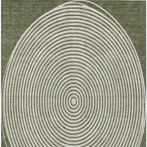 10 Ft X 14 Ft Geometric Polyester Area Rug Washable Indoor Outdoor Olive Ivory