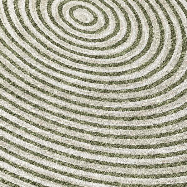 10 Ft X 14 Ft Geometric Polyester Area Rug Washable Indoor Outdoor Olive Ivory