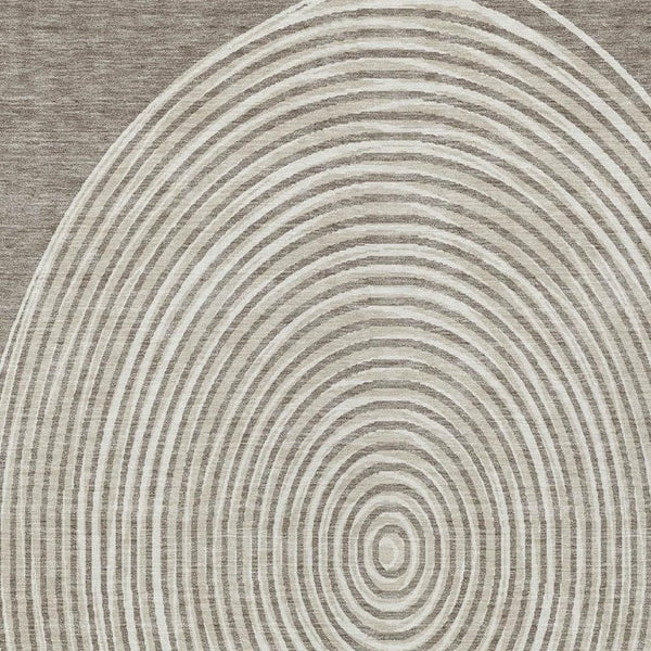 8 X 10 Taupe Beige Geometric Polyester Area Rug Washable for Patio or Living Room