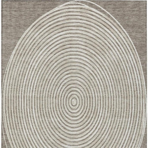 8 X 10 Taupe Beige Geometric Polyester Area Rug Washable for Patio or Living Room