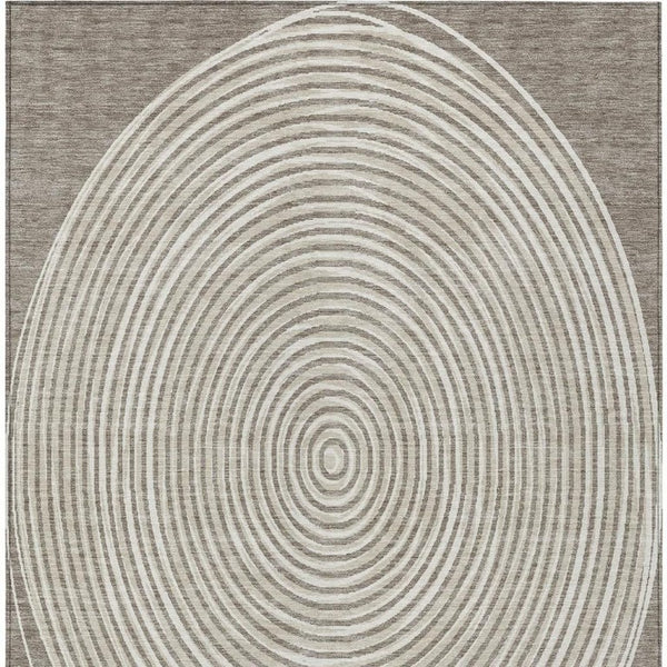 8 X 10 Taupe Beige Geometric Polyester Area Rug Washable for Patio or Living Room