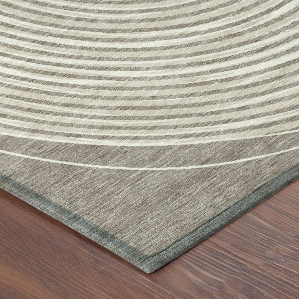 8 X 10 Taupe Beige Geometric Polyester Area Rug Washable for Patio or Living Room