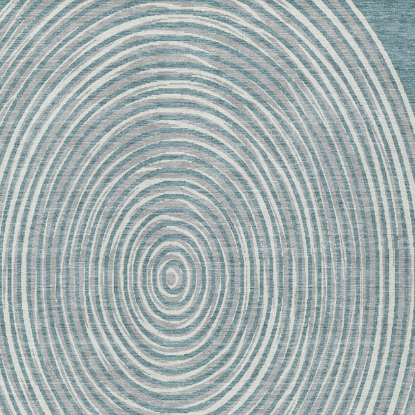 5 X 8 Teal Ivory Geometric Polyester Area Rug Washable Stain Resistant Indoor Outdoor