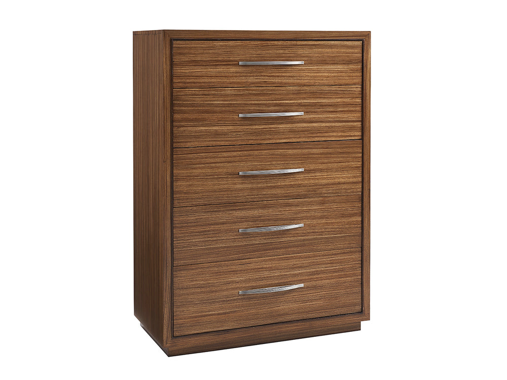 Lexington Minton Chest: Elegant Zebrano Veneer Design With Five Self-closing Drawers For Contemporary Living Nikka  734-307
