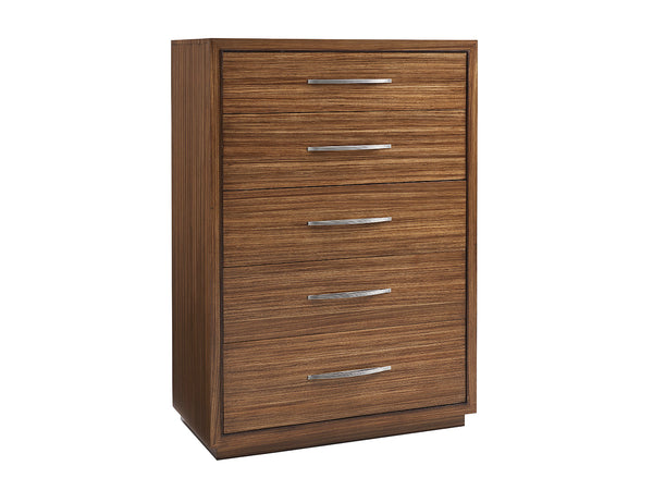 Lexington Minton Chest: Elegant Zebrano Veneer Design With Five Self-closing Drawers For Contemporary Living Nikka  734-307