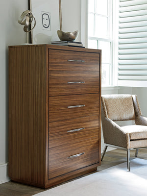 Lexington Minton Chest: Elegant Zebrano Veneer Design With Five Self-closing Drawers For Contemporary Living Nikka  734-307