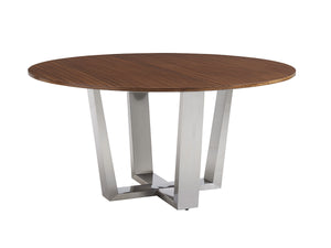 Lexington Mandara Round Dining Table - Elegant Zebrano Veneer Top With Brushed Stainless Steel Base, Seats 5 Nikka  734-875c