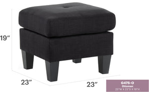 English Elm Chic Black Fabric Ottoman 19"H x 23"W x 23"D – Sleek No-Assembly Seat & Footrest, Lightweight Versatile Decor Accent B078108283