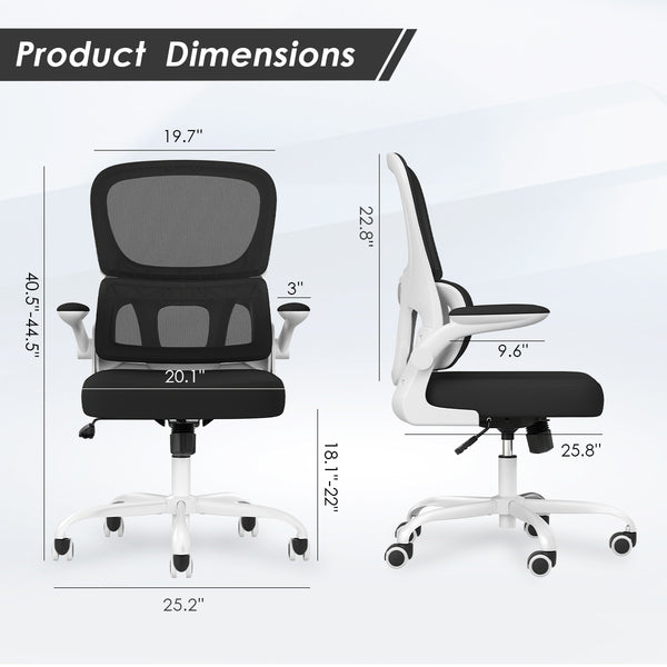English Elm Soohow Mesh Ergonomic Office Chair with Lumbar Support, Flip Armrests, Breathable Comfort & Tilt Adjustability Black,White T3623P380860
