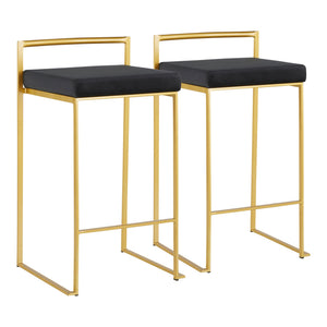 English Elm Fuji Glam Contemporary Counter Stools Set Of 2 – Gold Frame & Black Velvet Cushion For Luxe Comfort B202P221914
